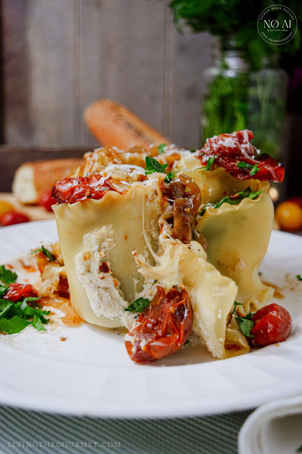 Crab Lasagna Rollups with Jarlsberg Cheese plated