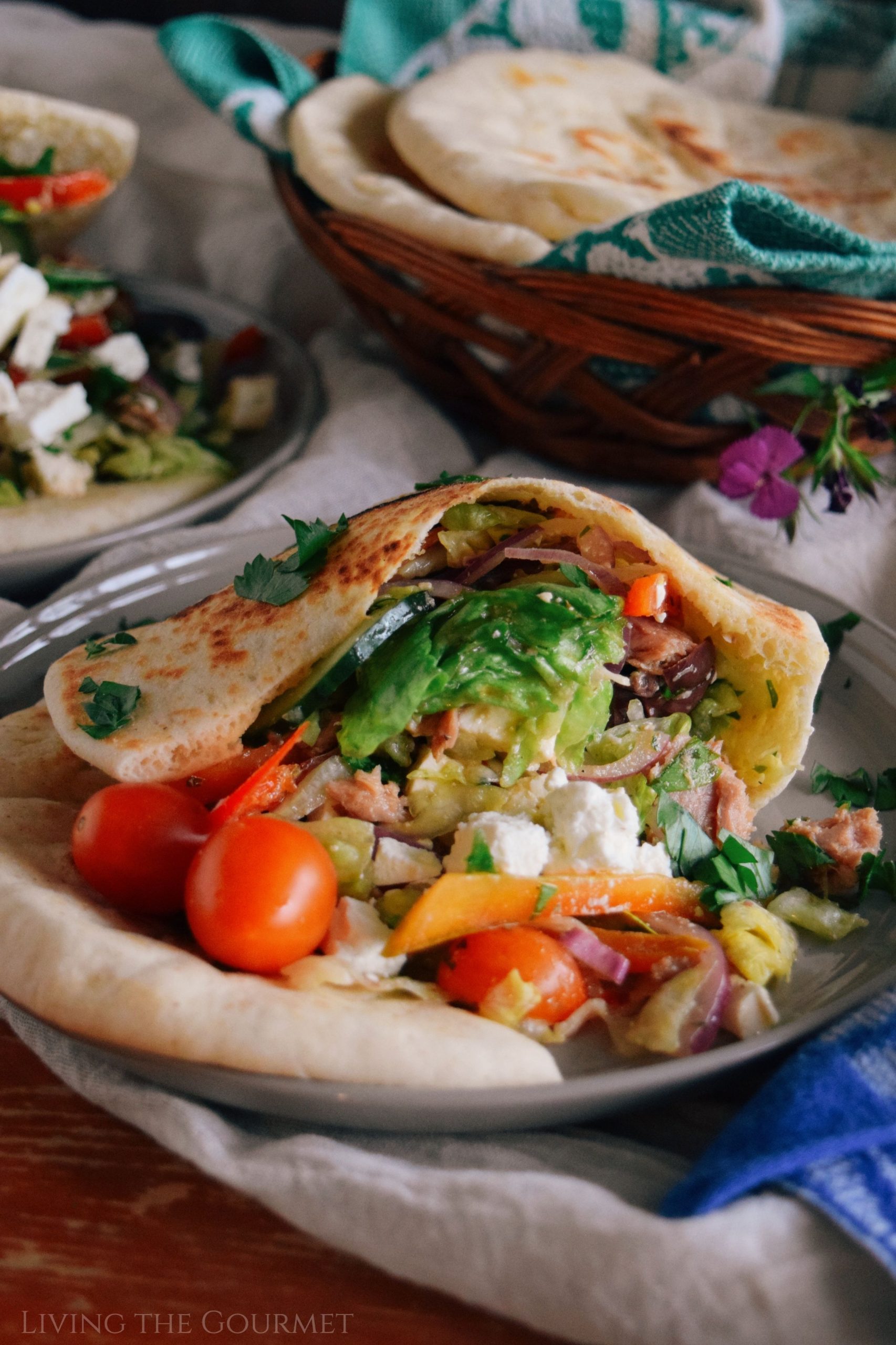 Greek Tuna Salad Pockets - Living The Gourmet