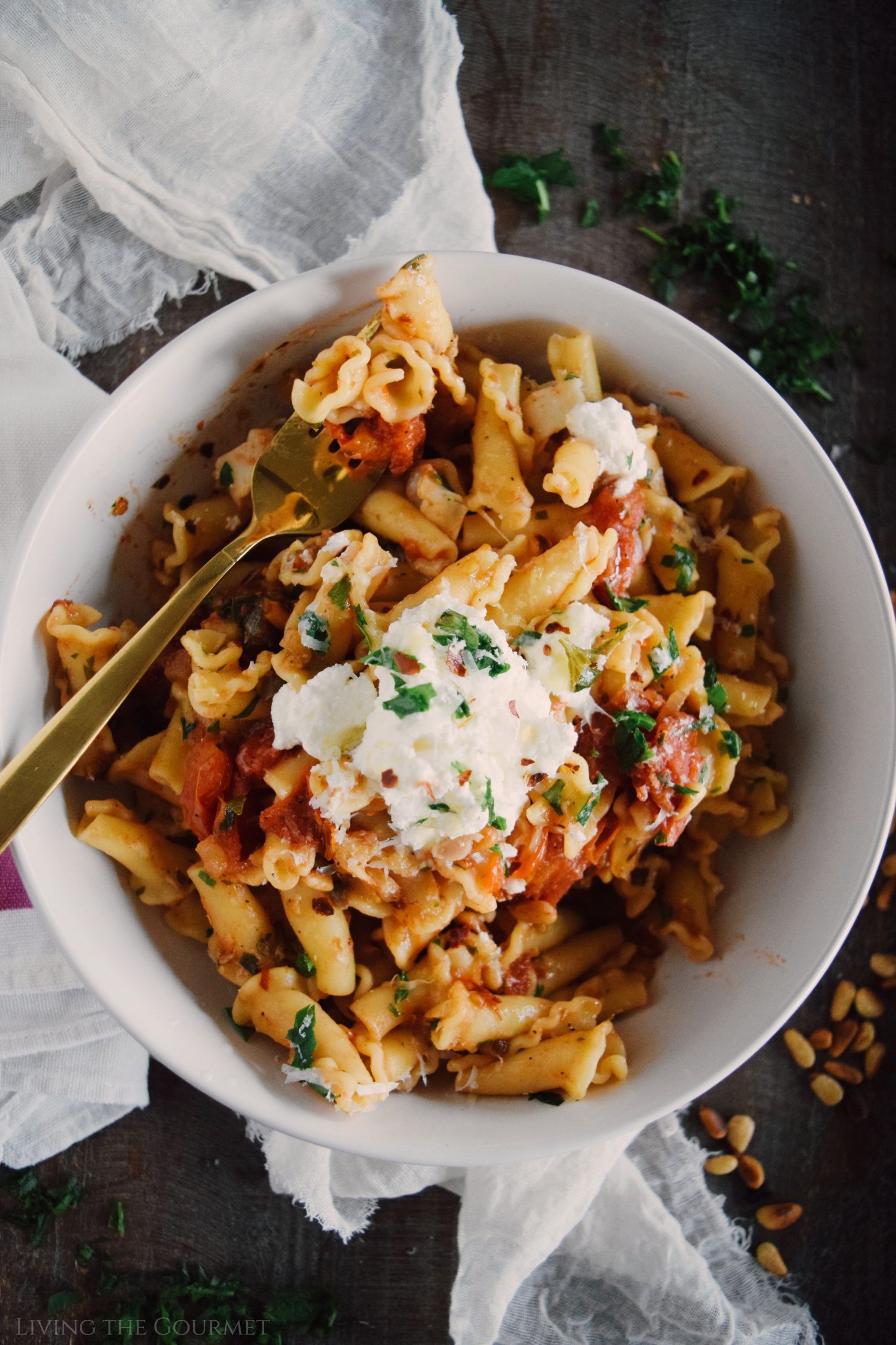 Campanelle with Fresh Tomato Sauce - Living The Gourmet