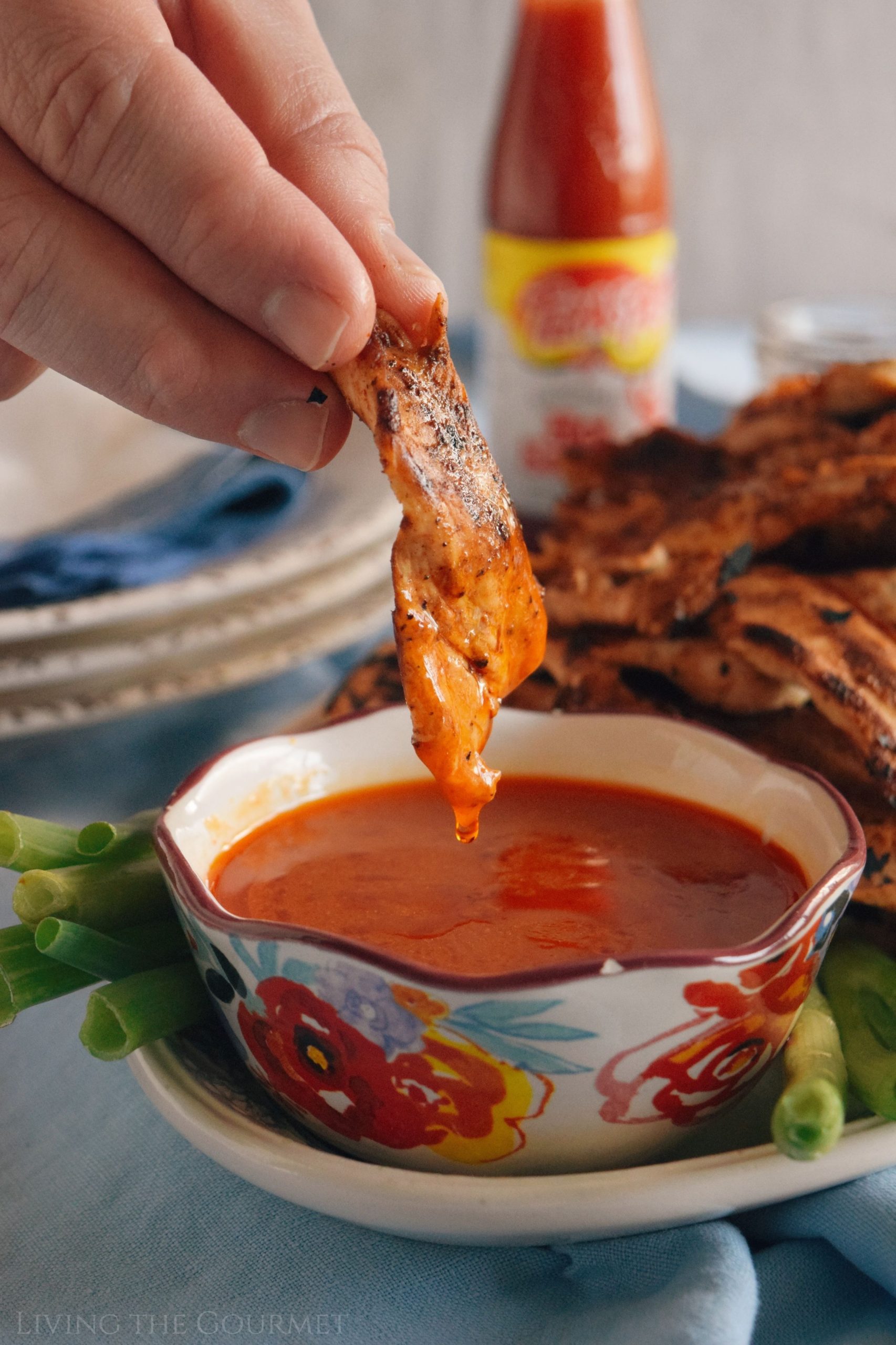 Spicy Chicken Strips with Buffalo Dipping Sauce - Living The Gourmet