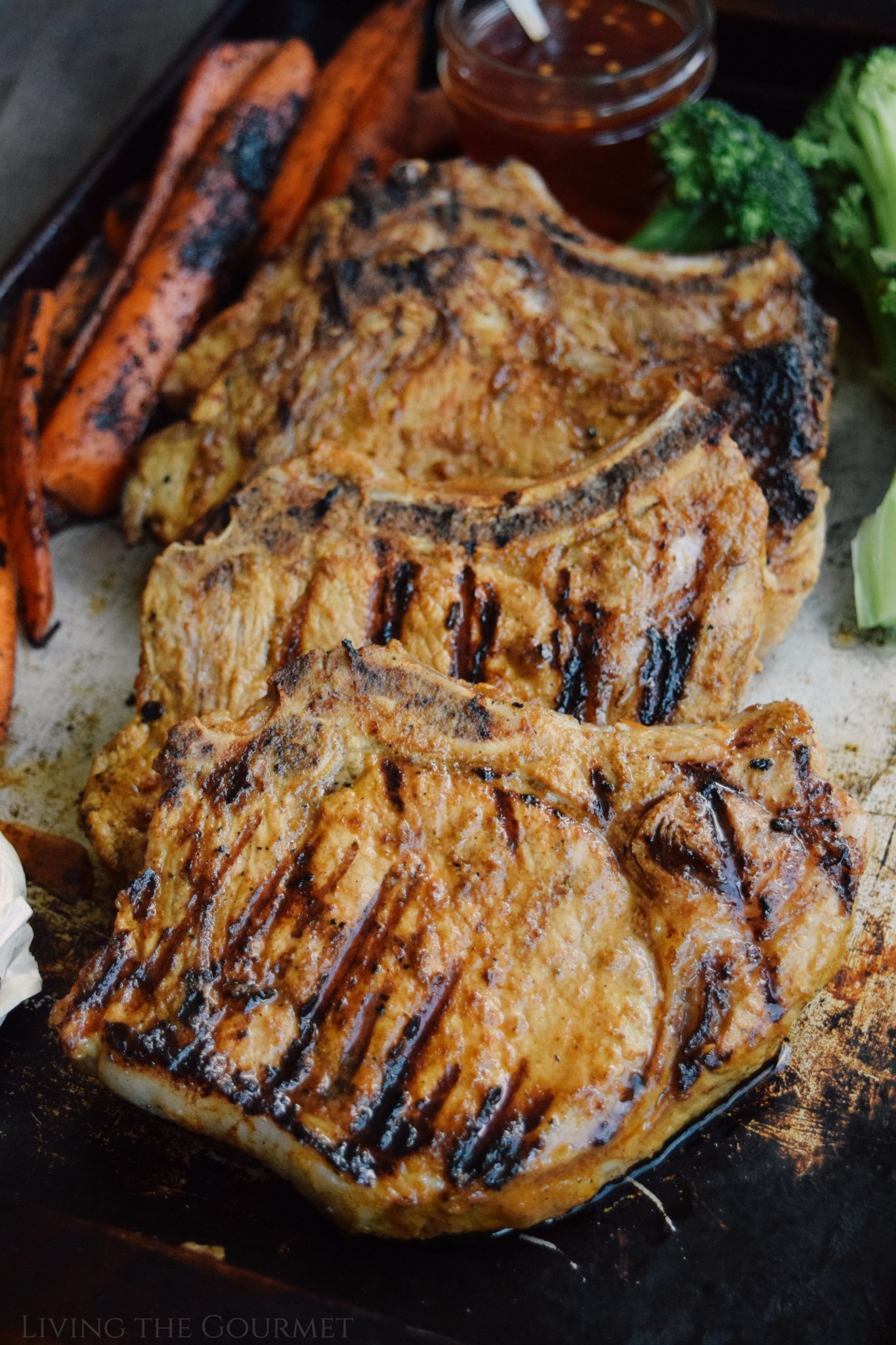 Spicy Honey Mustard Grilled Pork Chops - Living The Gourmet