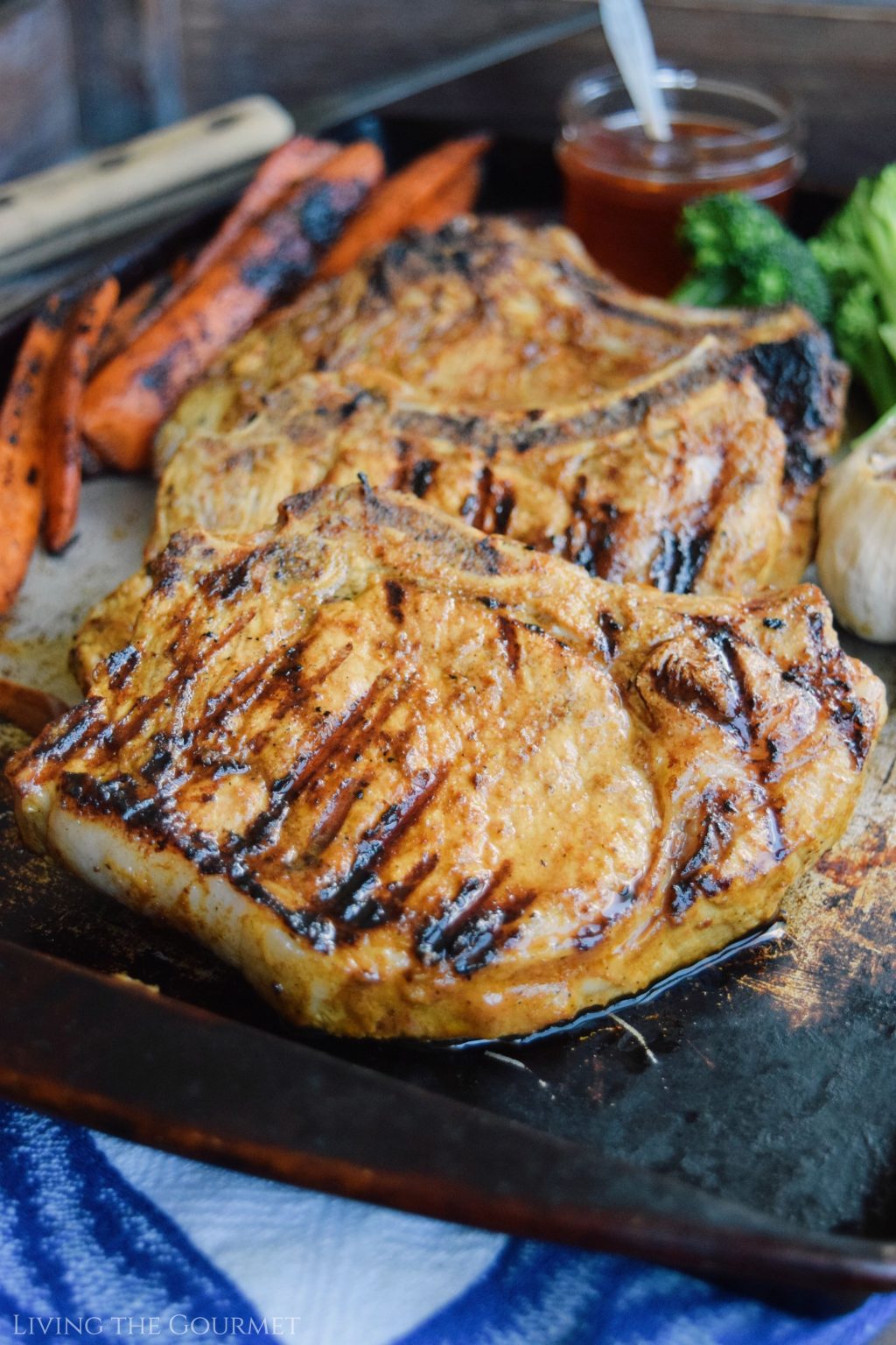 Spicy Honey Mustard Grilled Pork Chops - Living The Gourmet