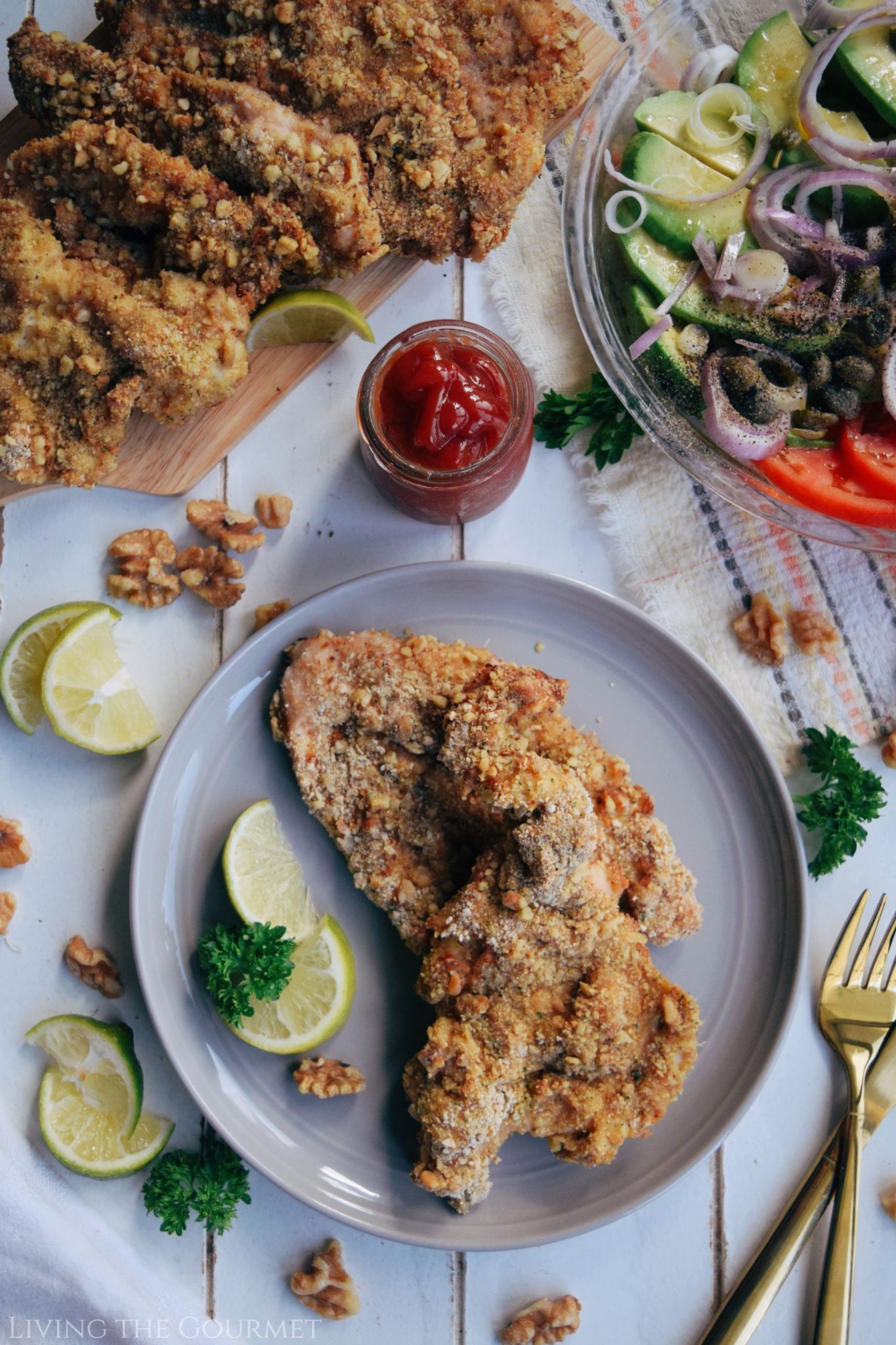 Walnut Crusted Oven Fried Chicken Cutlets Living The Gourmet