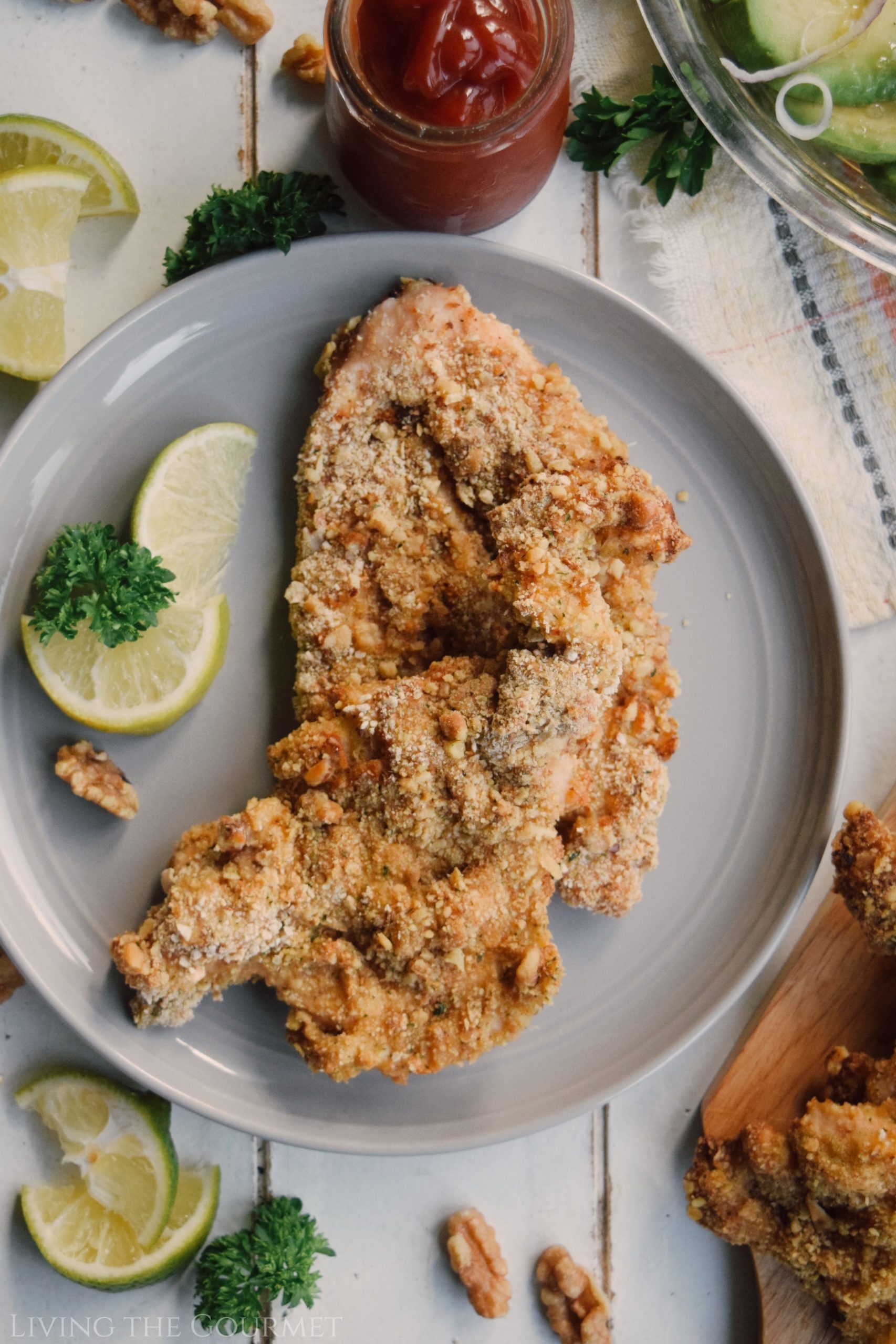Walnut Crusted Oven Fried Chicken Cutlets Living The Gourmet