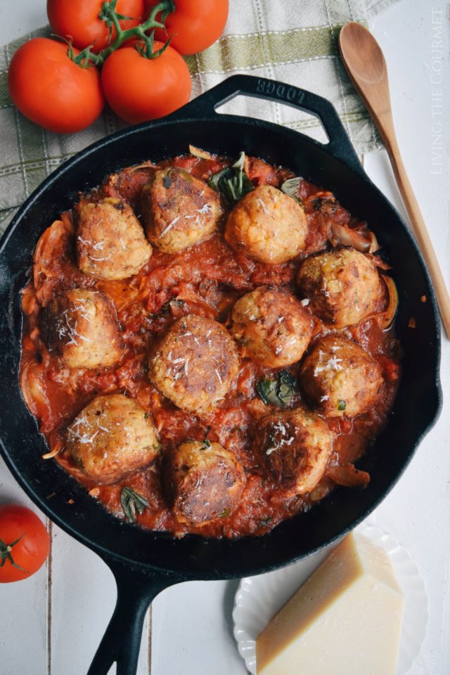 Chickpea Meatballs & Spicy Red Sauce - Living The Gourmet