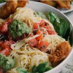 Fried Zucchini Blossoms with Pasta and Fresh Pesto