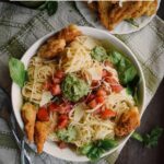 Fried Zucchini Blossoms with Pasta and Fresh Pesto