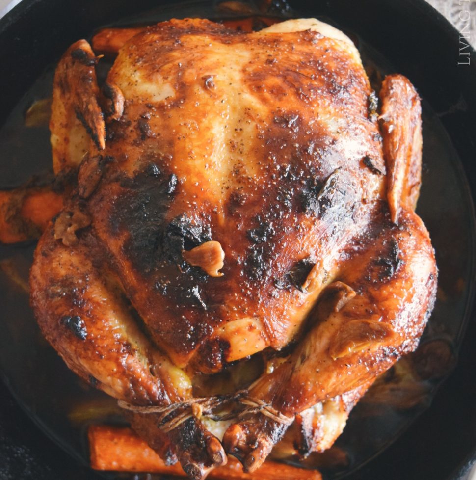 Garlic and Basil Roast Chicken - Living The Gourmet