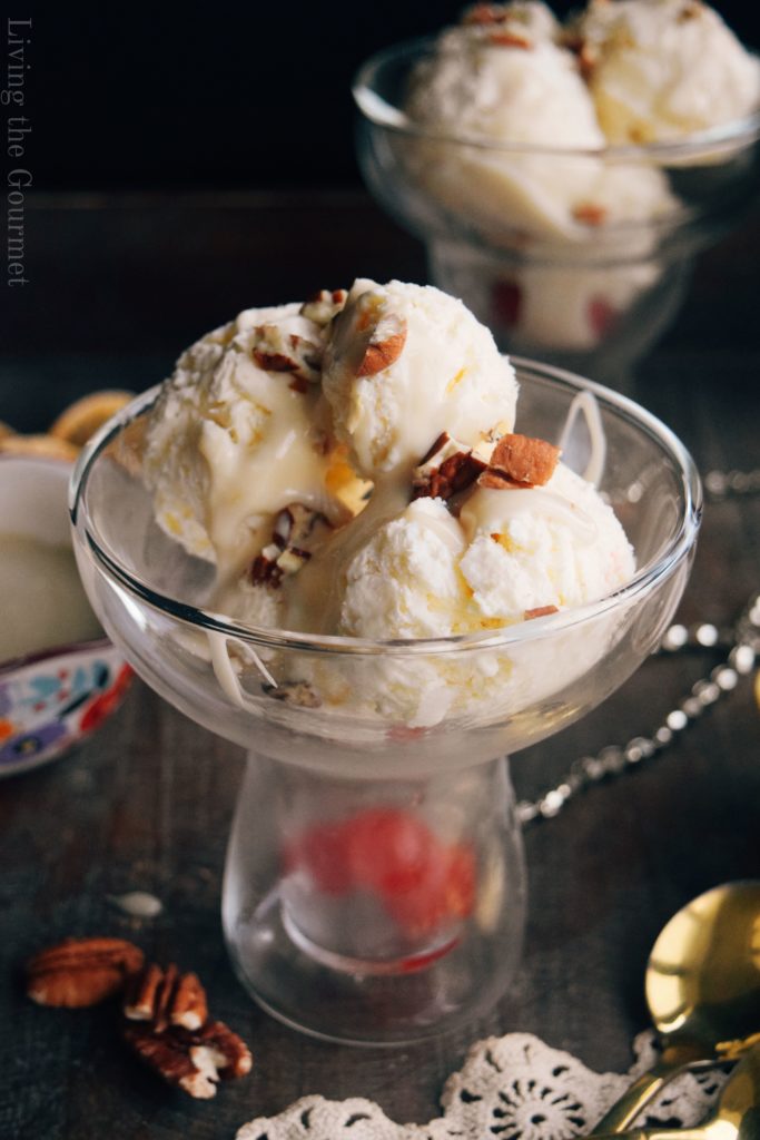 No Churn Eggnog Ice Cream with a Sweet Whiskey Sauce Living The Gourmet