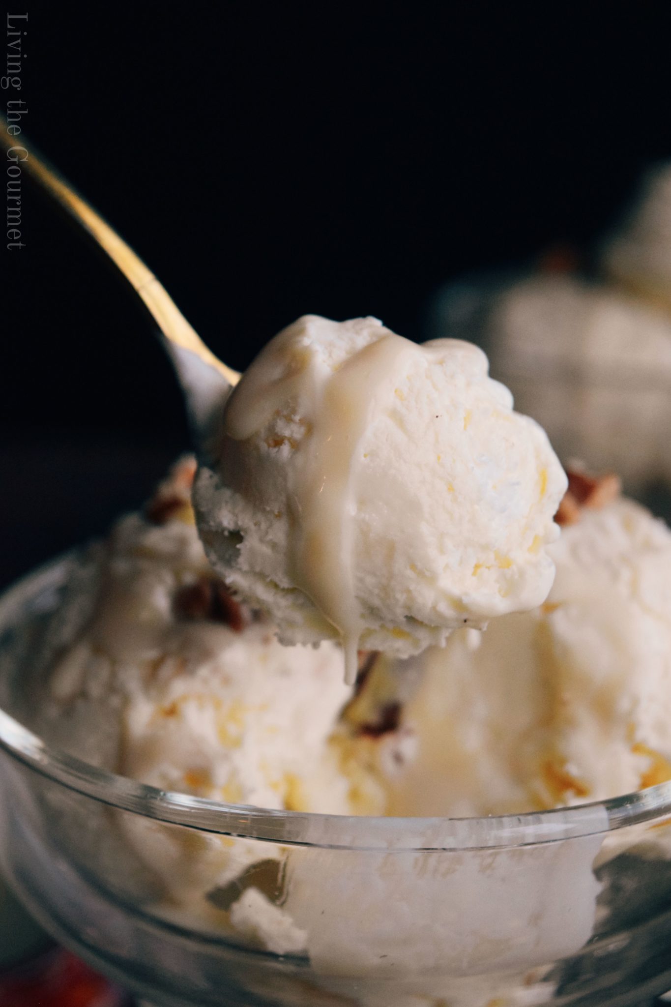 No Churn Eggnog Ice Cream with a Sweet Whiskey Sauce Living The Gourmet