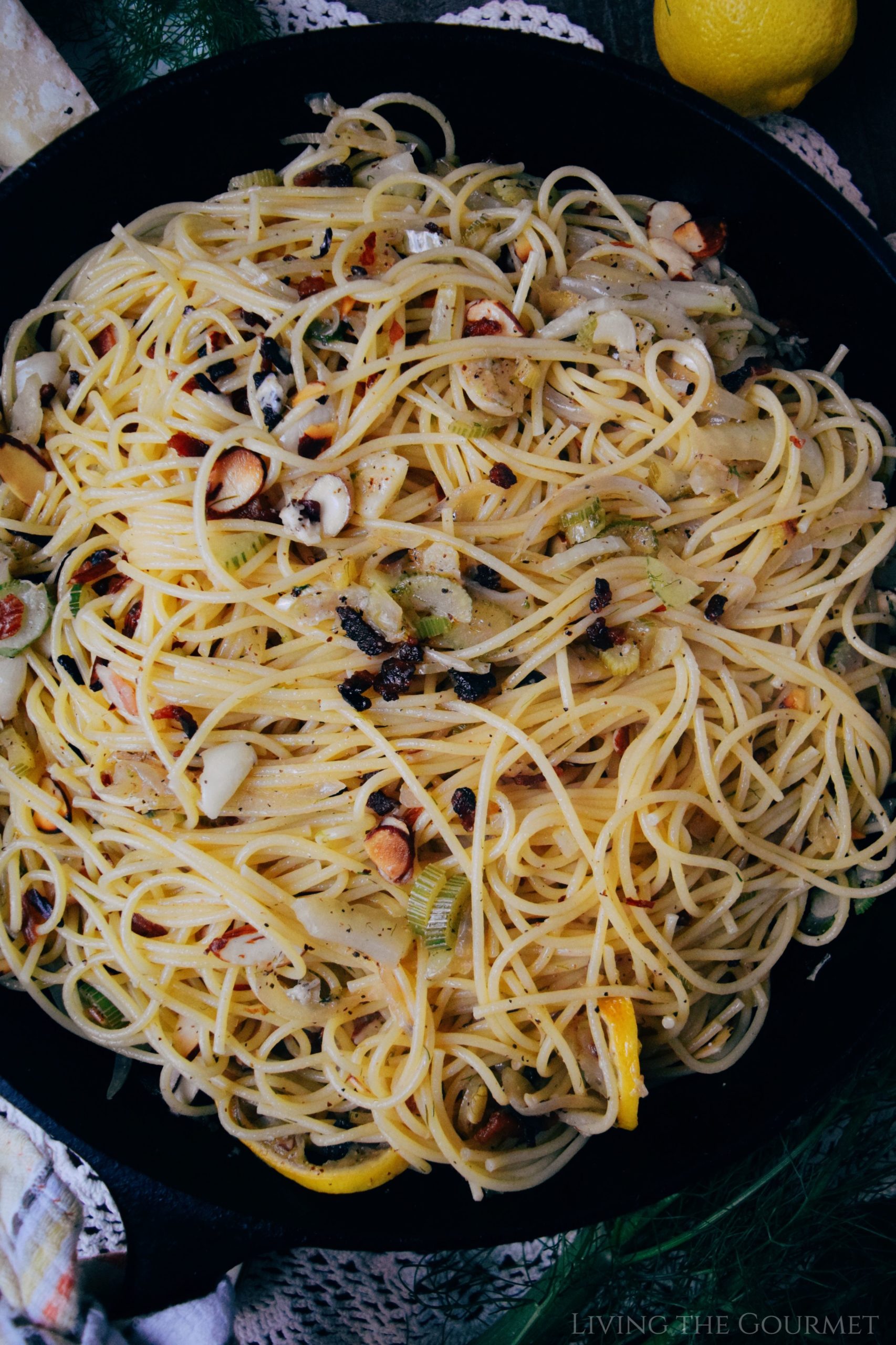 Fennel & Spaghetti with Toasted Almonds - Living The Gourmet