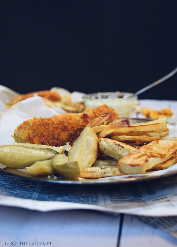 Goldfish Crackers Crusted Baked Fish and Chips - Living The Gourmet