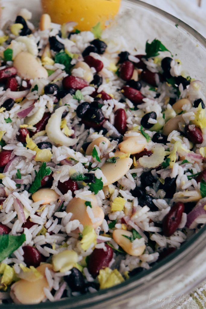 Three Bean Rice Salad - Living The Gourmet