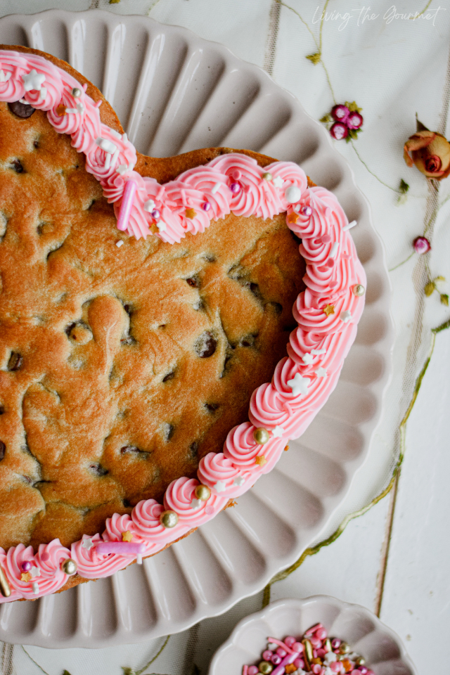 Easy Giant Heart Shaped Chocolate Chip Cookie for Valentine's Day