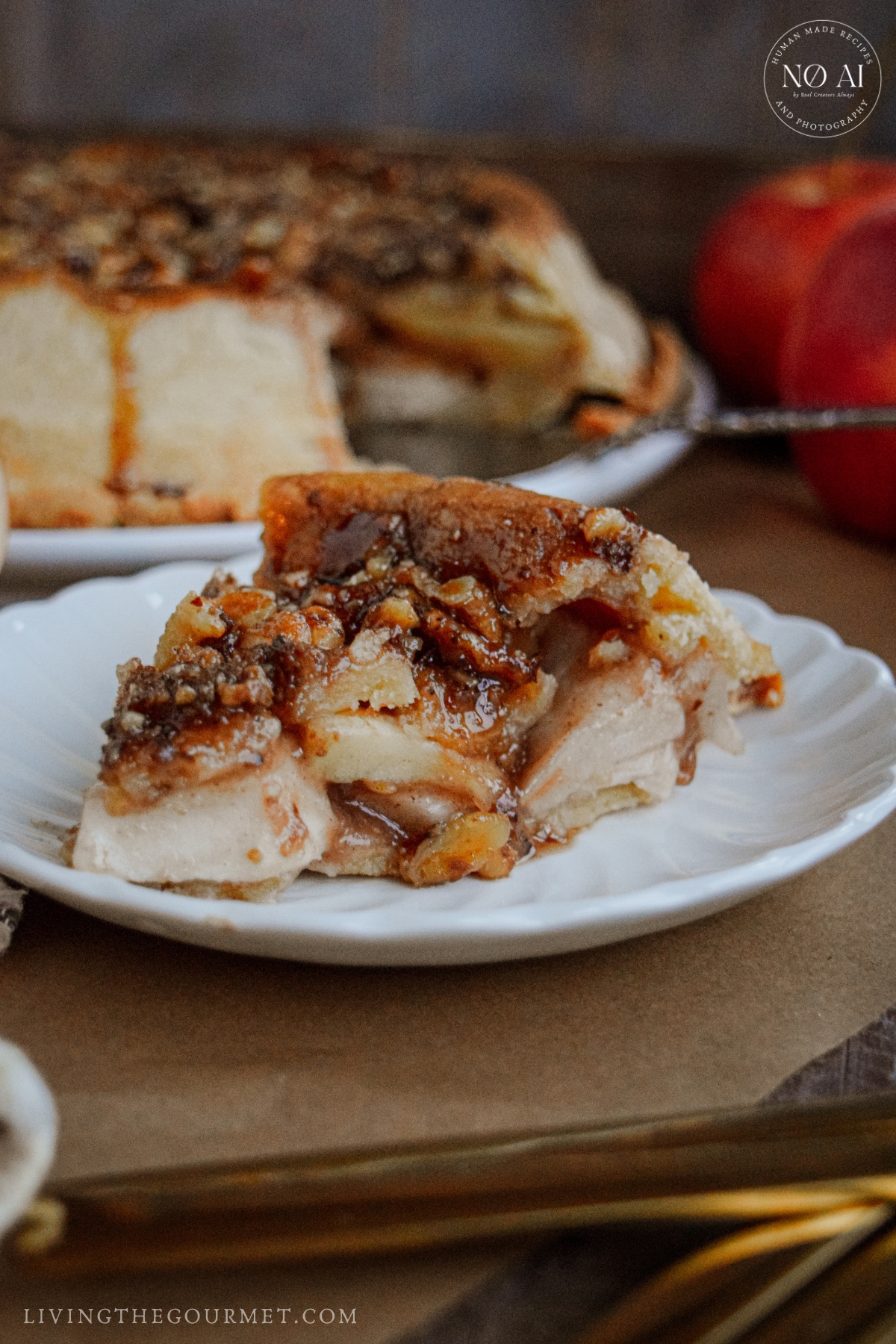 a slice of Upside Down Apple Pie