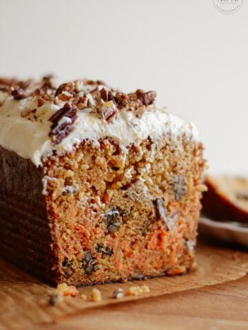 Homemade Carrot Cake Loaf with a Cream Cheese Frosting