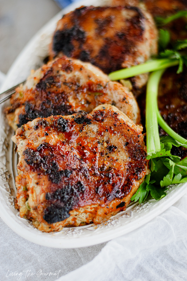 BBQ Glazed Stuffed Pork Chops - Living The Gourmet