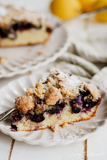 Blueberry Lavender Crumb Cake - Living The Gourmet