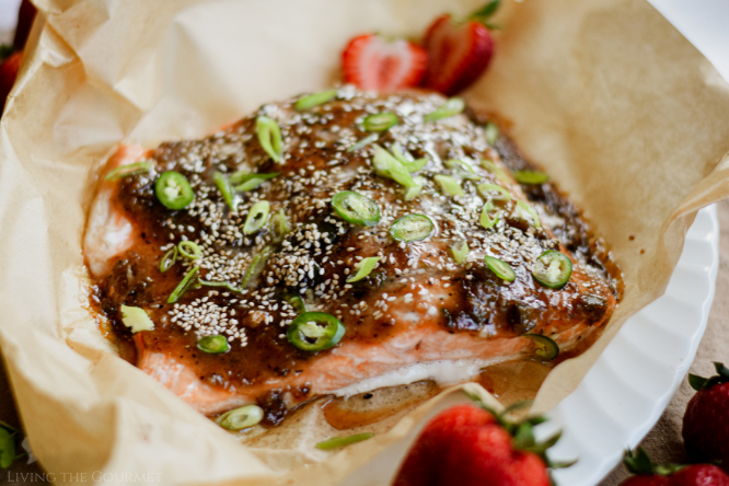Baked Salmon with Strawberry BBQ Sauce - Living The Gourmet