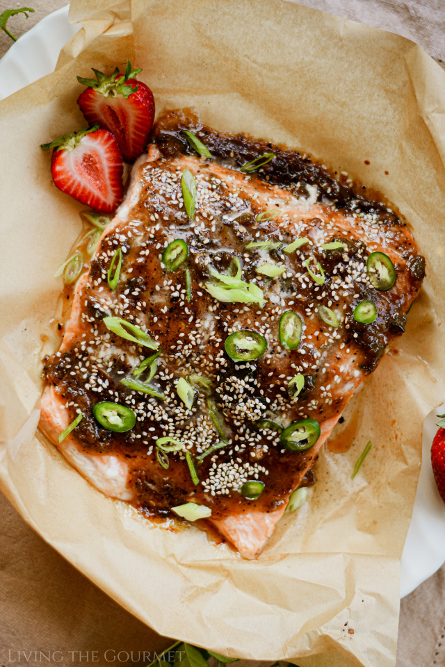 Baked Salmon with Strawberry BBQ Sauce - Living The Gourmet