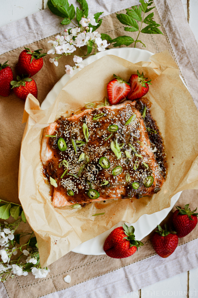 Baked Salmon with Strawberry BBQ Sauce - Living The Gourmet