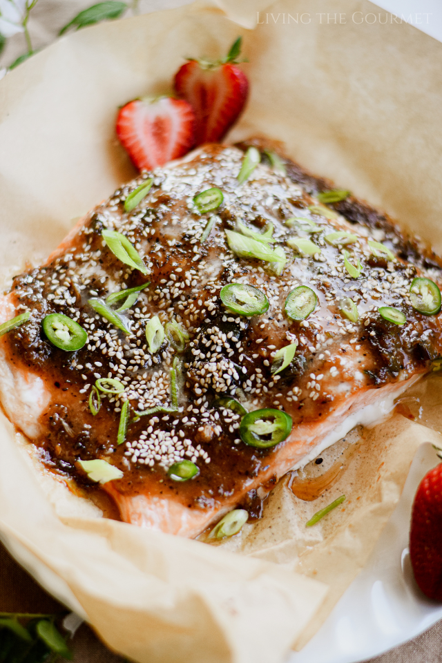 Baked Salmon with Strawberry BBQ Sauce - Living The Gourmet