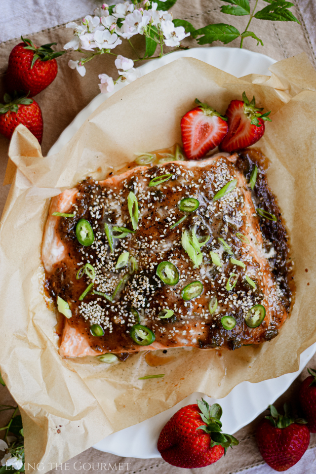Baked Salmon with Strawberry BBQ Sauce - Living The Gourmet