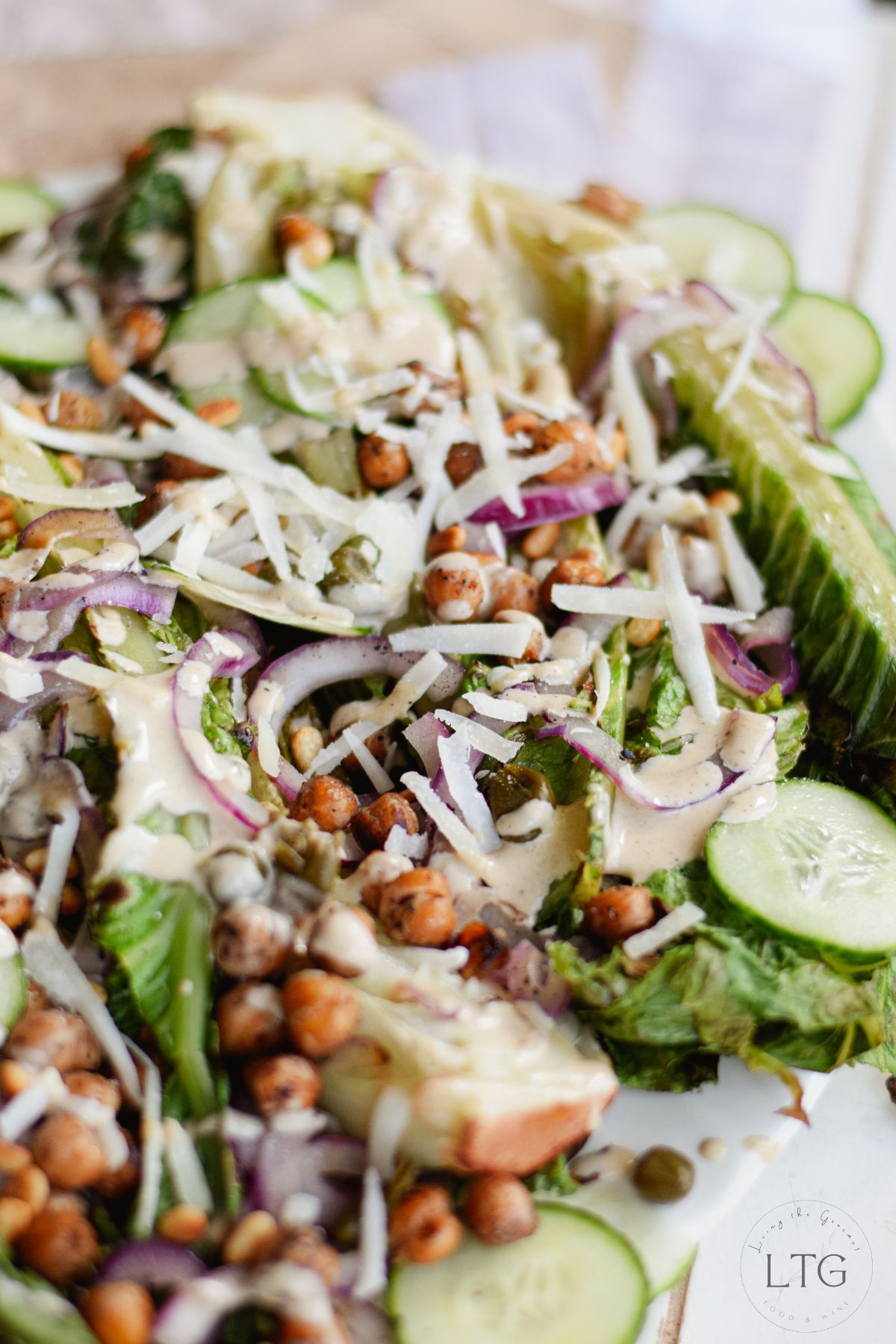 Grilled Romaine Salad with Egg-Free Caesar Dressing