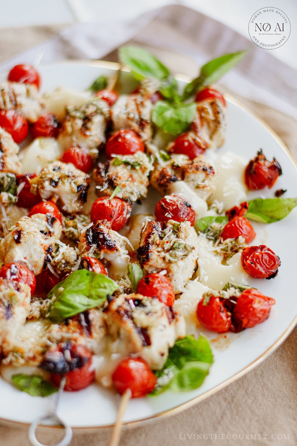 Chicken Caprese Skewers grilled