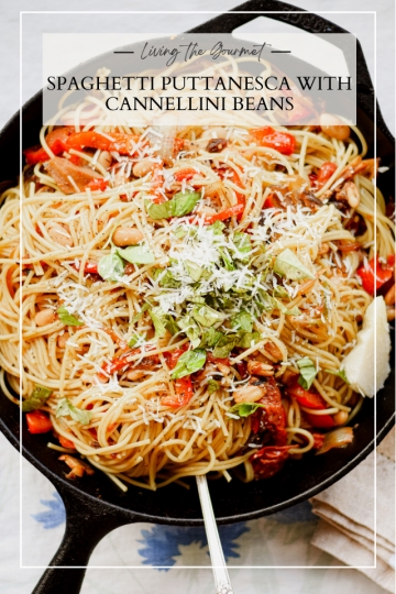 Spaghetti Puttanesca Sauce with Cannellini Beans - Living The Gourmet