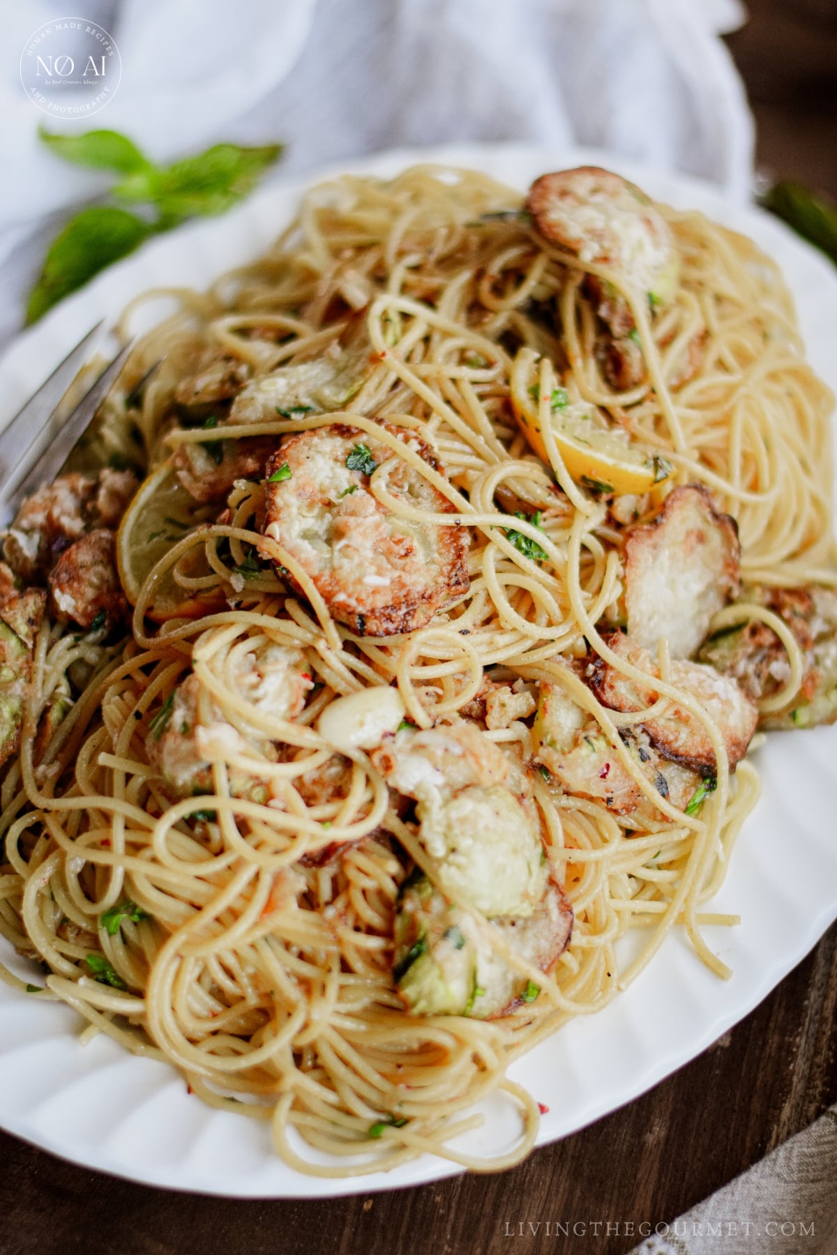 Italian-inspired Spaghetti with Fried Zucchini