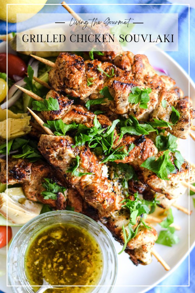 Grilled Chicken Souvlaki with Greek Romaine Salad