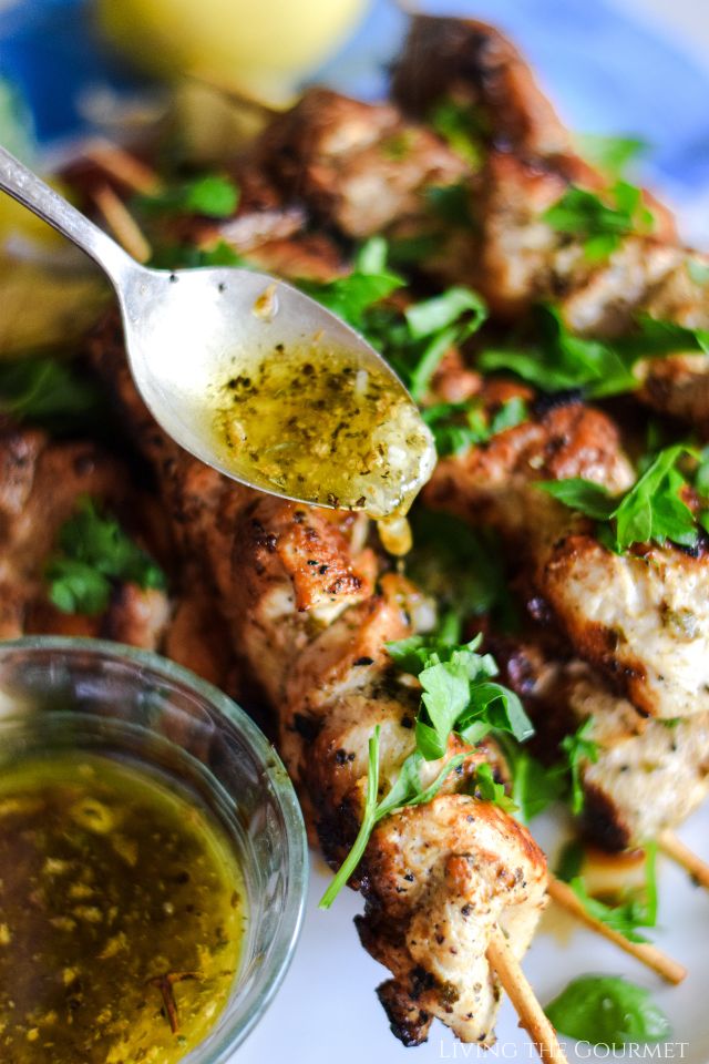 Grilled Chicken Souvlaki with Greek Romaine Salad