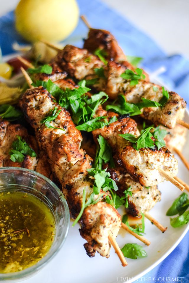 Grilled Chicken Souvlaki with Greek Romaine Salad