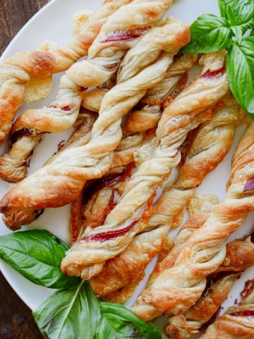 Super Easy Salami and Cheese Puff Pastry Twists
