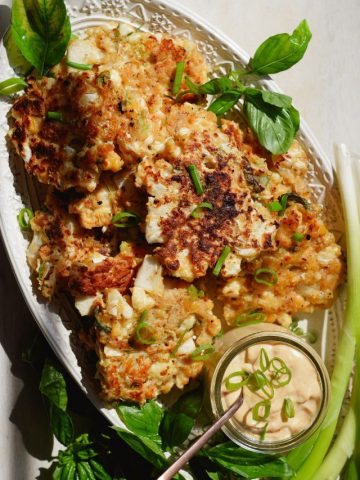 Cauliflower Fritters with Wasabi Mayo