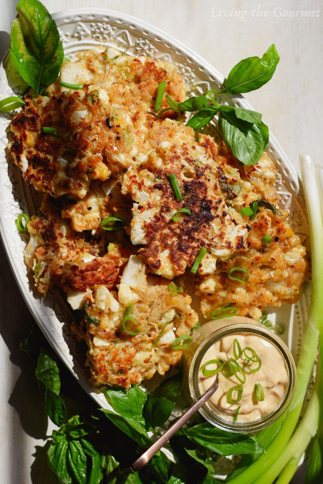 Cauliflower Fritters with Wasabi Mayo