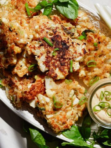 Cauliflower Fritters with Wasabi Mayo