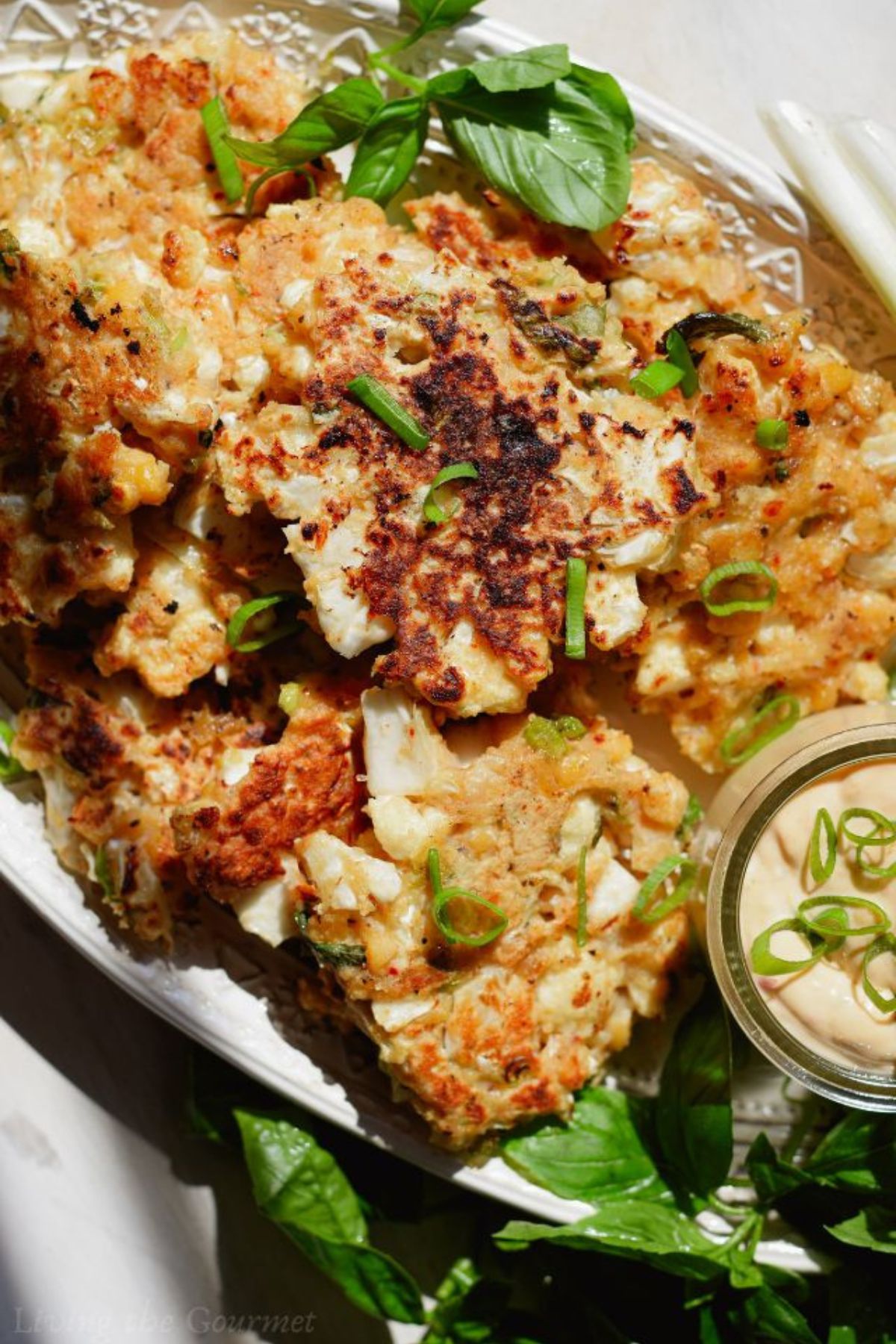 Cauliflower Fritters with Wasabi Mayo