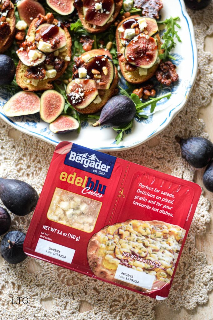 Blue Cheese and Fig Bruschetta with Honeyed Walnuts