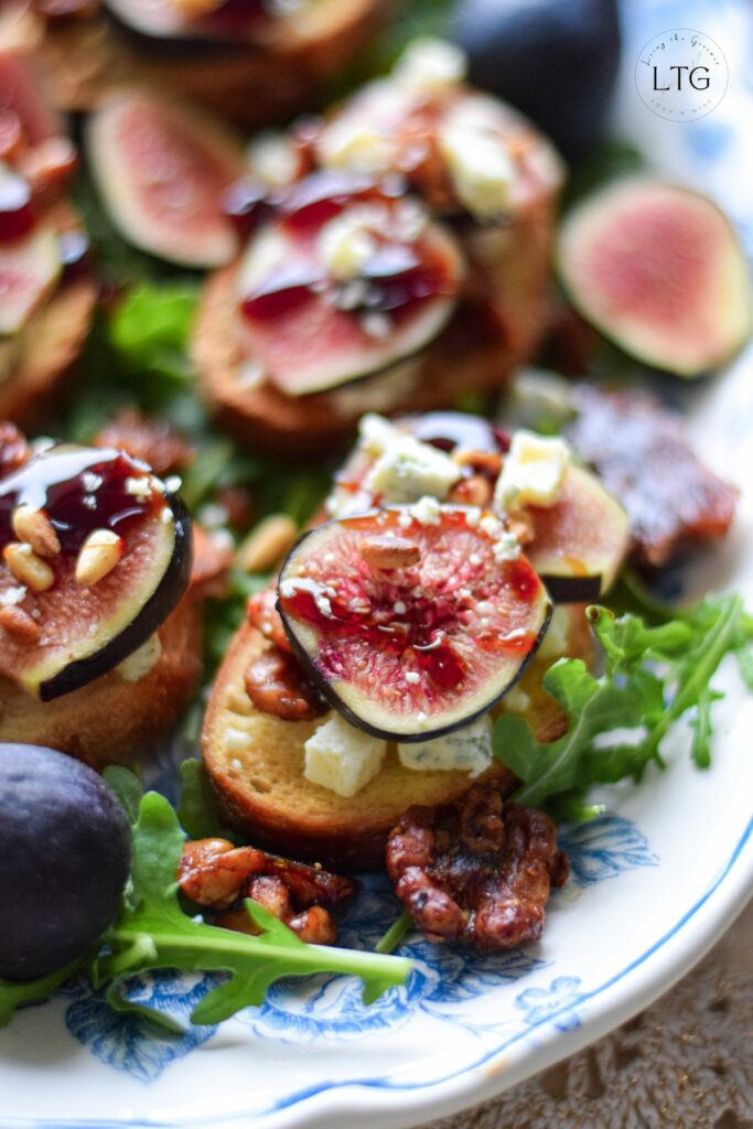 Blue Cheese and Fig Bruschetta with Honeyed Walnuts