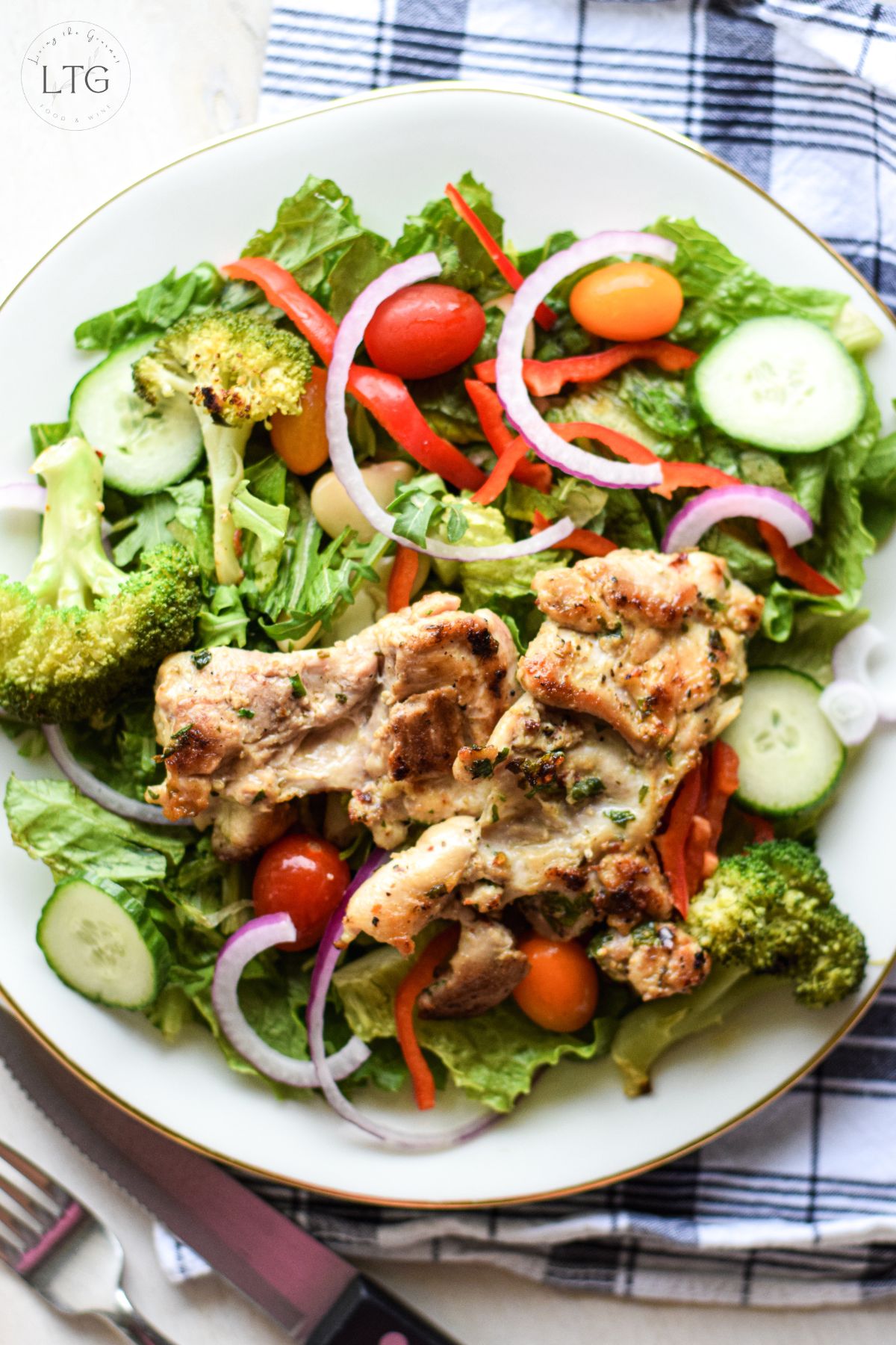 Boneless Chicken Thighs and Salad