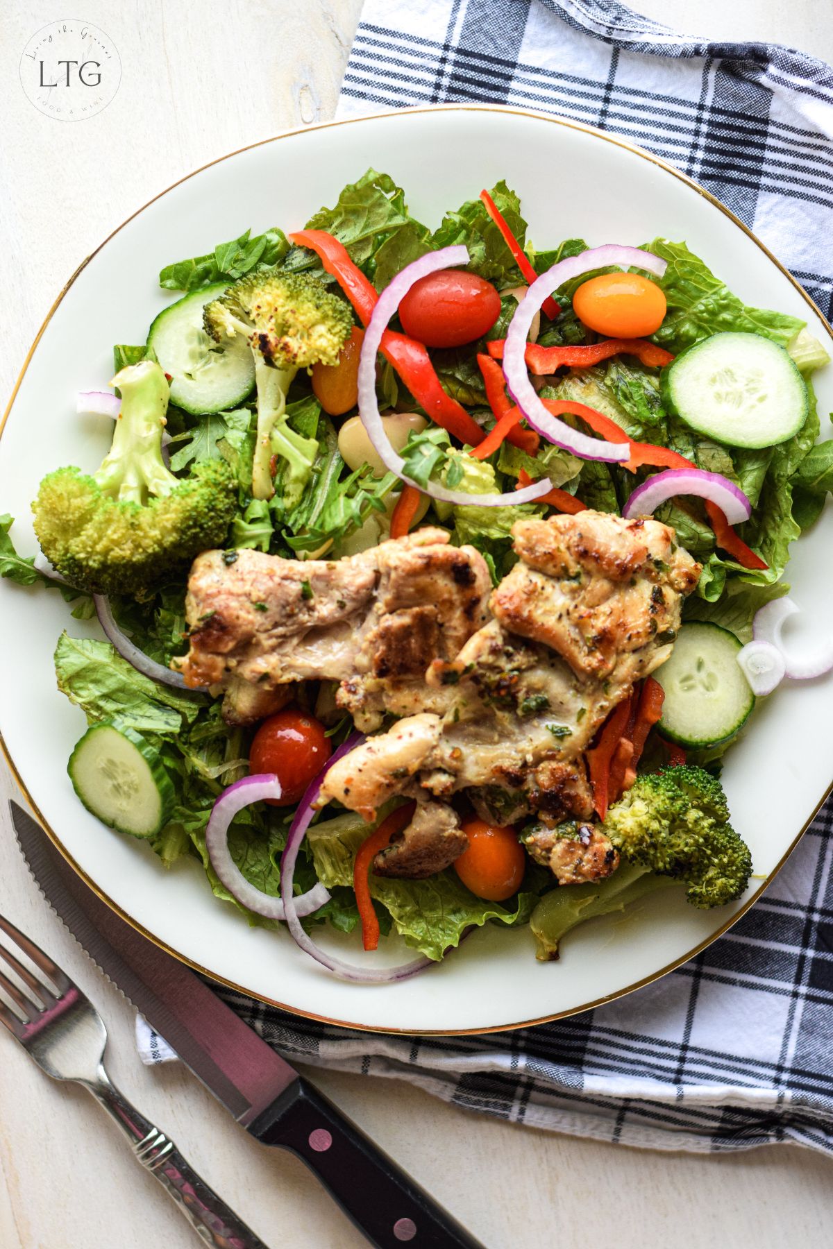 Boneless Chicken Thighs and Salad