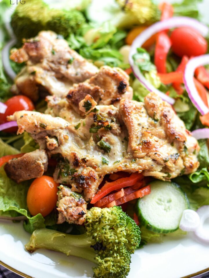 Boneless Chicken Thighs and Salad