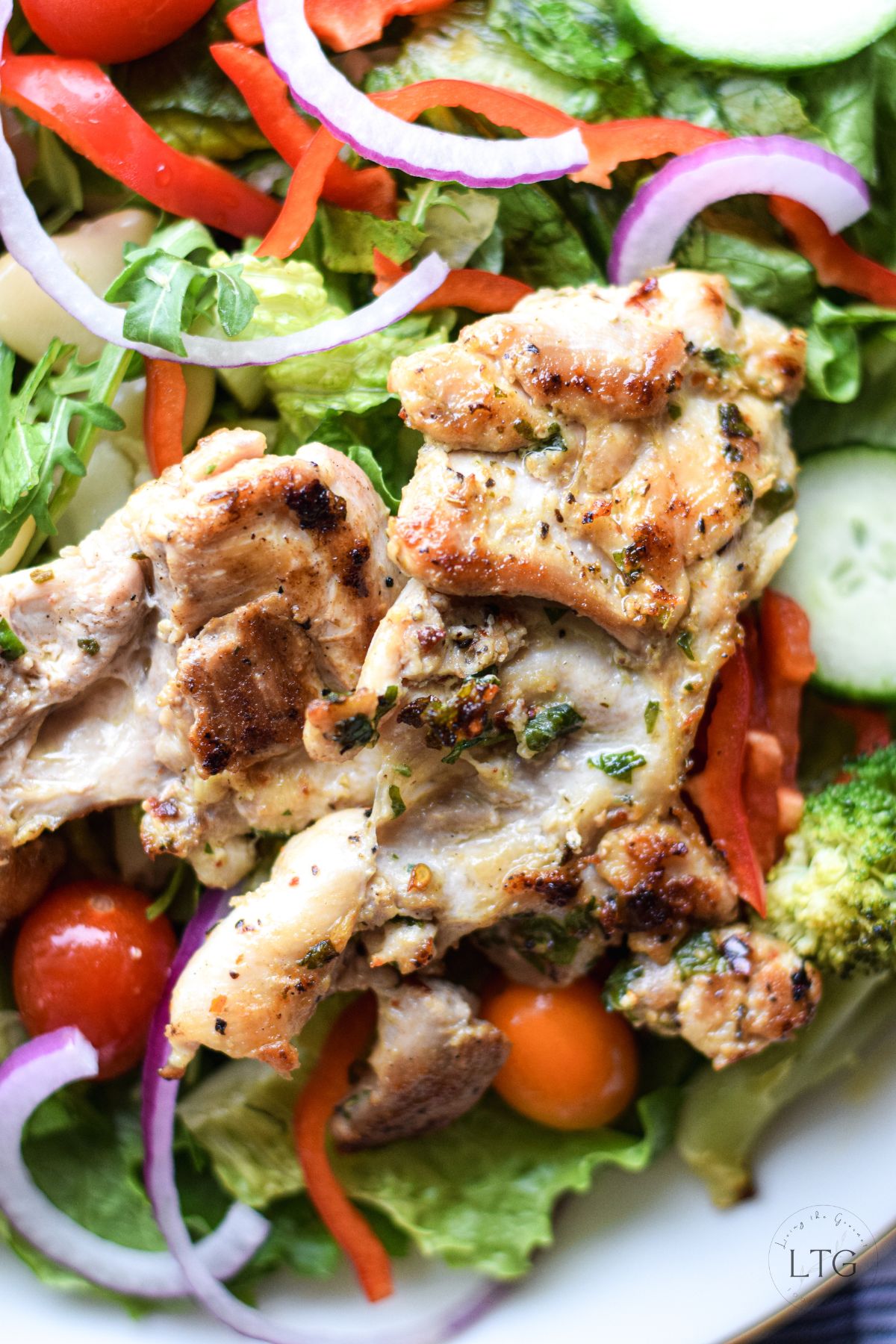 Boneless Chicken Thighs and Salad