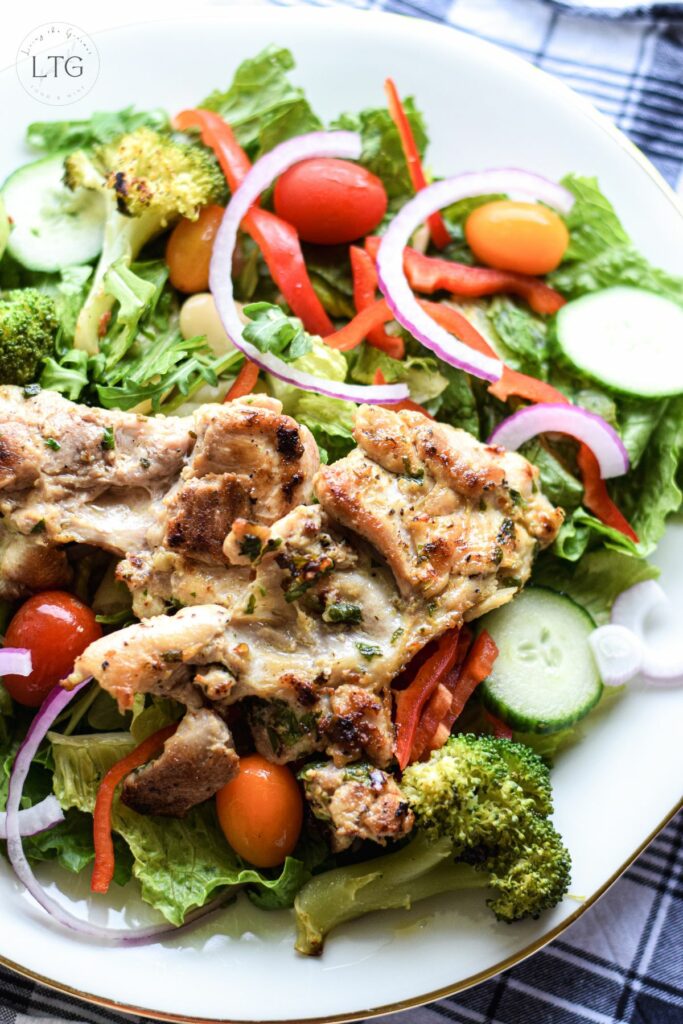 Boneless Chicken Thighs and Salad