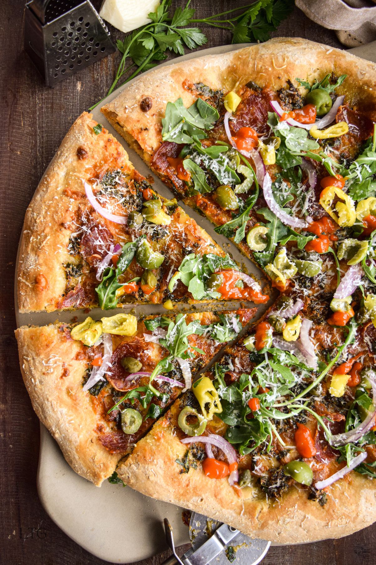 Arugula Salami Pizza