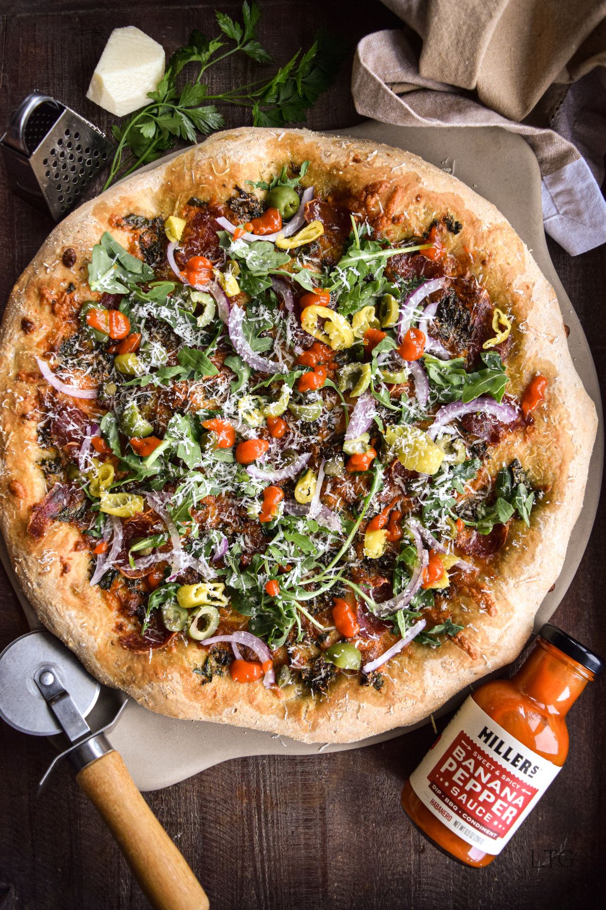 Arugula Salami Pizza