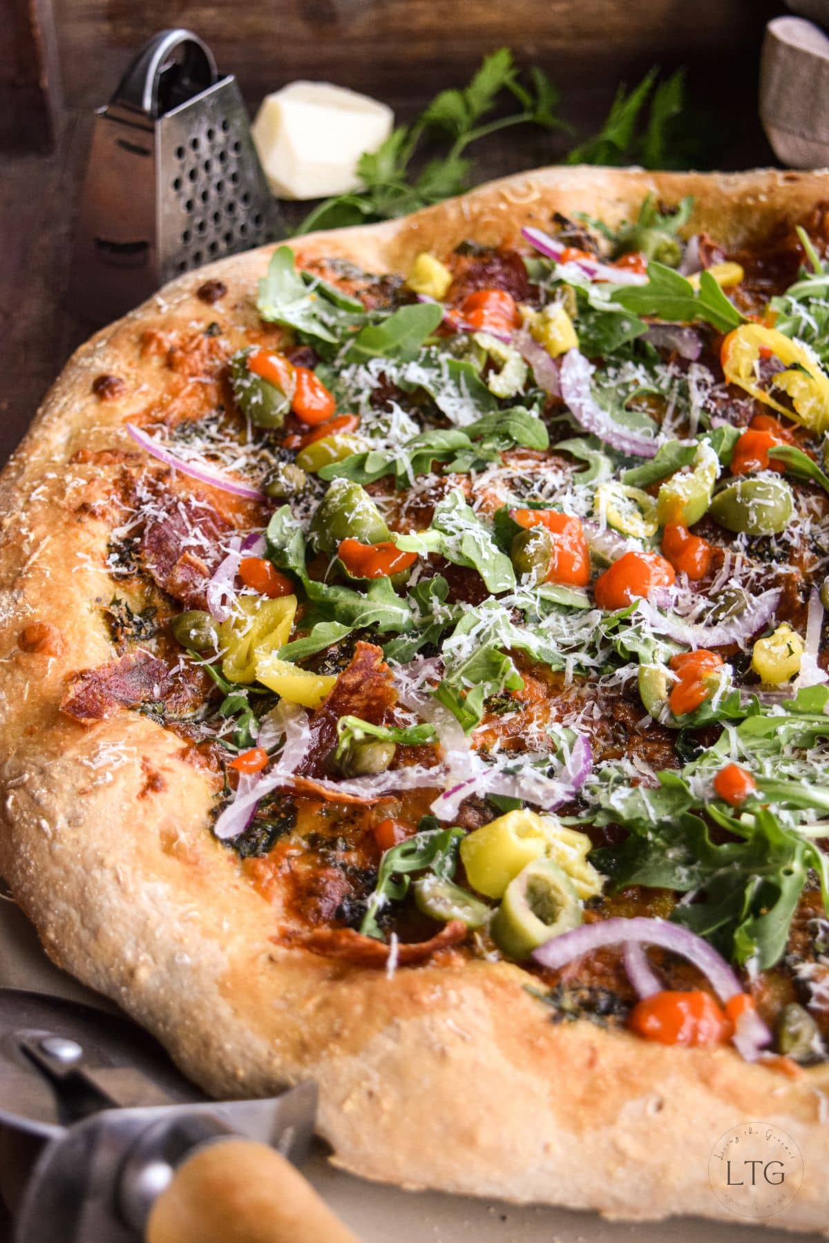 Arugula Salami Pizza