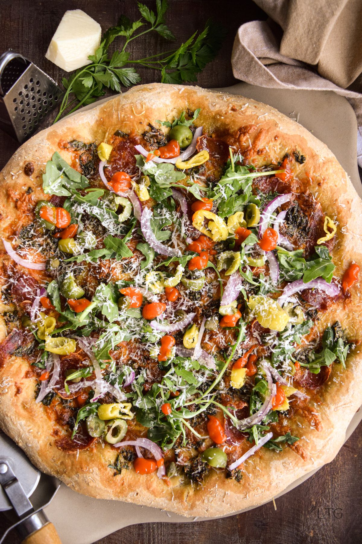 Arugula Salami Pizza